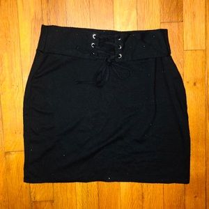 Black stretchy mini skirt